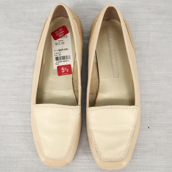 Enzo Angiolini Shoes Womens 5.5 M Leather Loafers Beige Liberty Flats Slip On - Picture 2 of 14